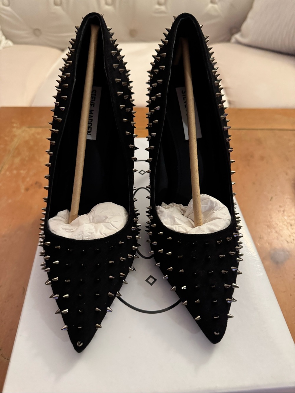 Steve Madden Black Vala S Studded Pointed-Toe Pumps